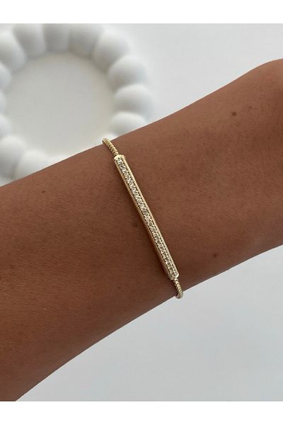 Luparadis Special Series Zircon Stone Stick Design Gold Shiny Bracelet