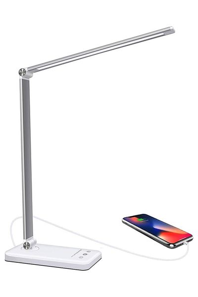 Primo Plus LED Desk Lamp with Wireless Charger USB Charging Port 5 Brightness Levels