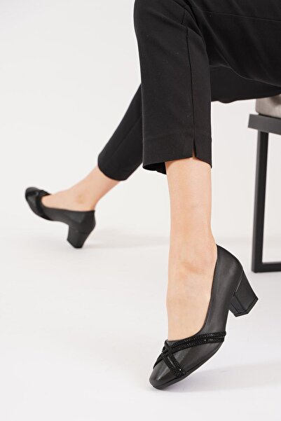 Moda Pie Pantofi cu toc pentru femei Fagaus Cross Piping Stone, cu dungi negre