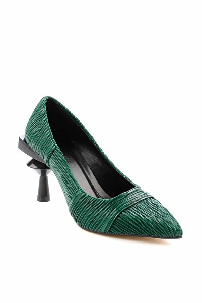 Bambi Green Wrinkled Women's Classic Heeled Shoes K01188125142