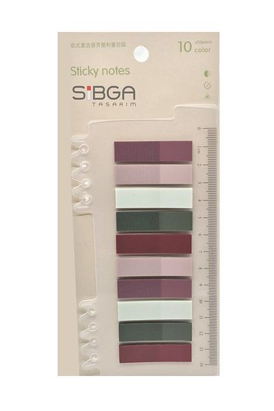 sibga tasarım Transparent Colored Post-It Note Paper - 200 Sheets Bookmark Sticker