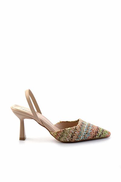 Bambi Mehrfarbige Stroh-Damenschuhe mit klassischem Absatz K 01192120328