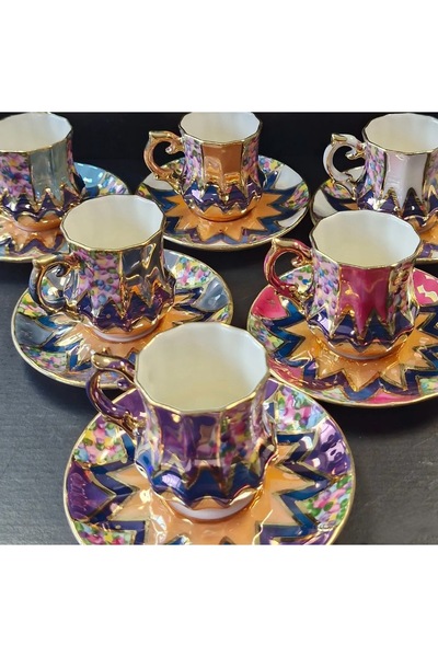 Handmade طقم فناجين قهوة من البورسلين مرسومة يدويًا من ESTERHOMEDECOR مكون من...