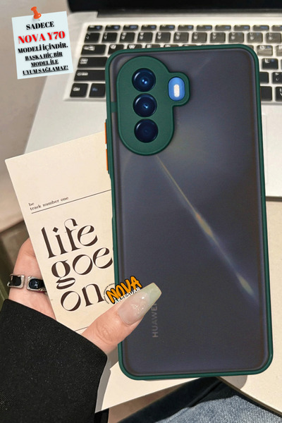 cepmoda Huawei NOVA Y70 Telefon Kılıfı Arkası mat Yanları Soft Renk Tam kavra...