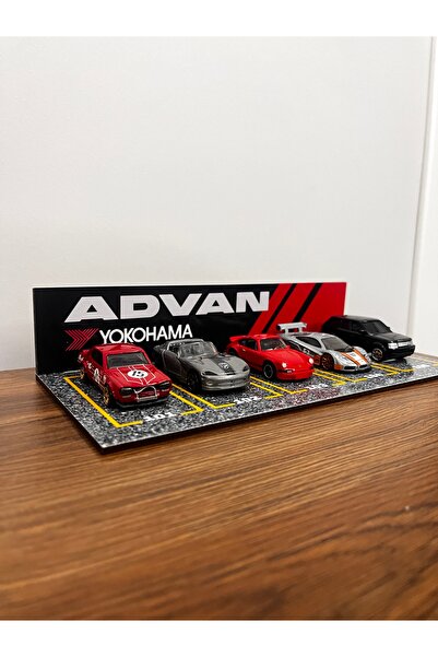 HOT WHEELS Advan 1/64 Ölçek Araba Otopark Diorama (5 Araçlık) - Hot Wheels Advan Yokohama Otopark Garaj