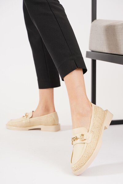 Moda Pie Γυναικεία Μπεζ Μπαλαρίνα Arcapa Ψάθινη αγκράφα