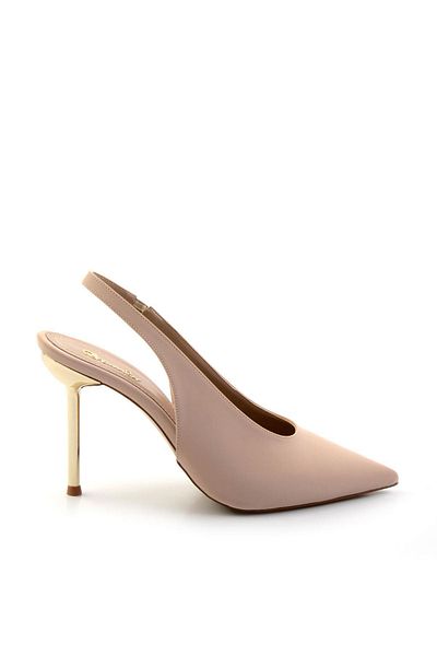 Bambi Shiny Beige Women's Classic Heeled Shoes K01209080038