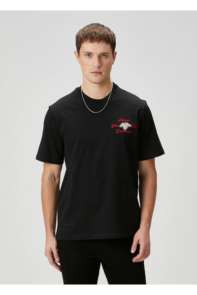 Amiri Μπλουζάκι με κέντημα με μαύρο λογότυπο