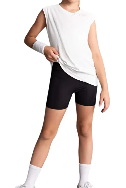 RUTBİL SPORTS Children's Volleyball Leggings-Girls Short Leggings-Girls Sports Leggings Black
