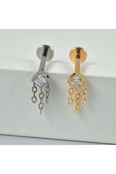 Choice Gold Style 7 1PC G23 Titanium Minimalist Dangle Cartilage Earrings Stud 16G Internally Threaded Zirc