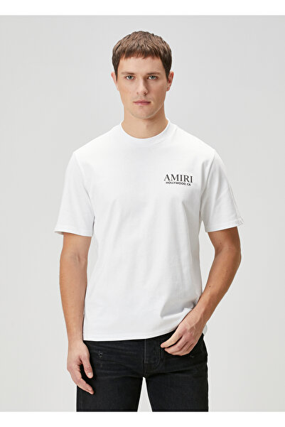 Amiri تي شيرت أبيض مطبوع عليه شعار