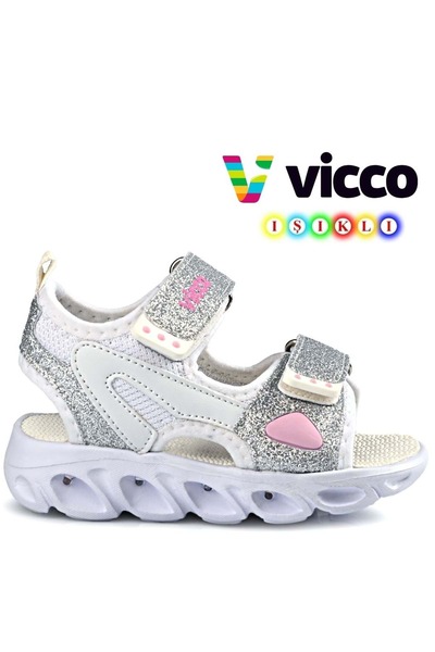 Kocamanlar Ayakkabı Vicco Roy Işıklı Ortopedik Çocuk Sandalet BEYAZ