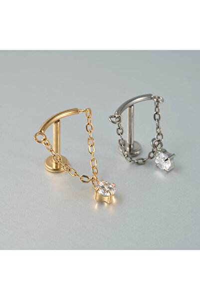 Choice Silver Style 1 1PC G23 Titanium Minimalist Dangle Cartilage Earrings Stud 16G Internally Threaded Zi