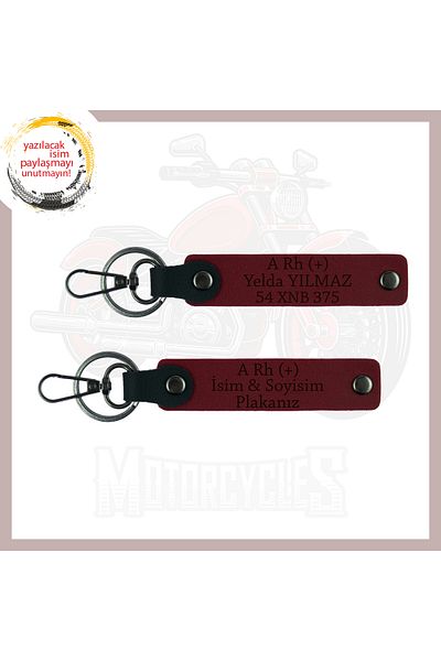 miawiki Claret Red Special Production Name Plate for Motor Enthusiasts Armağan Enjoyment Blood Type Written Keychain
