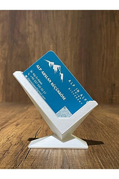 Alp in Alpes Geometric Design Business Card Holder - Mother of Pearl White