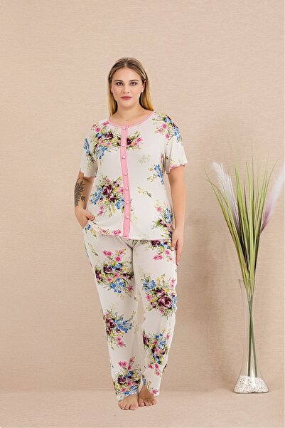 lidofya Special Design Short Sleeve Plus Size Pajama Set
