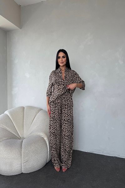 kamacibutik Shirt Collar Shirt-Pants Double Set