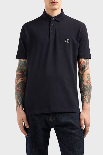 Armani Exchange Μπλουζάκι Polo Neck 100% βαμβακερό με κανονική εφαρμογή