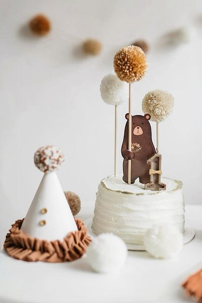 AFRALYAHOME Birthday Cake Decoration Set Pinterest Style Cupcake Cake and Dessert Ornaments Cake Toothpick 3-Pompom