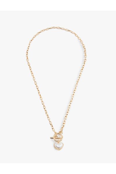 Koton Pearl Detailed Chain Heart Necklace