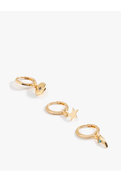 Koton 3-Piece Hoop Earring Set with Dangle Star Charm Detail