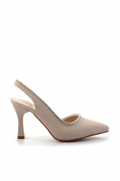 Bambi Matte Beige Women's Classic Heeled Shoes K01471060138