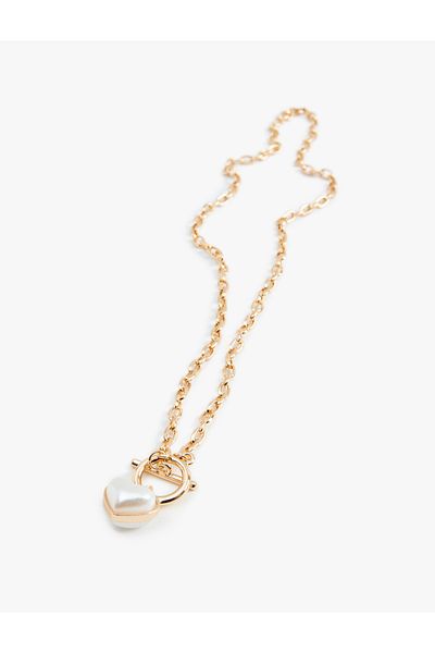 Koton Pearl Detailed Chain Heart Necklace