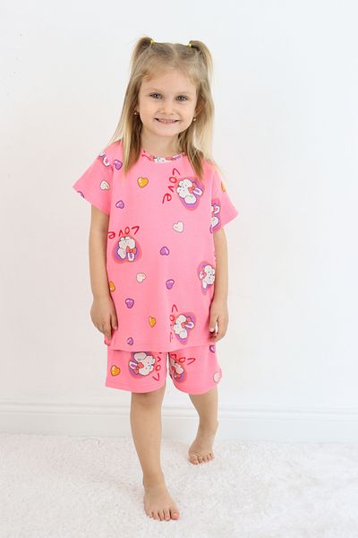Pijamella Girl's Cotton Combed Fabric Printed Shorts Pajamas Set