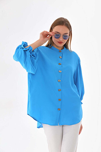 Marvella By Rasha قميص جيسيكا سادة بأكمام منفوخة