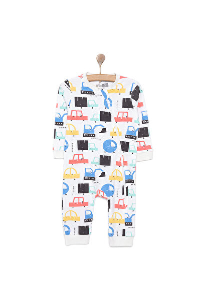 ebebek Hello Baby HelloBaby Araç Desenli Tekli Uzun Kol Fermuarlı Patiksiz Tulum