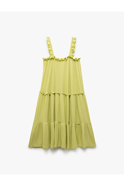 Koton Φόρεμα με τετράγωνο γιακά Midi Viscose Strap