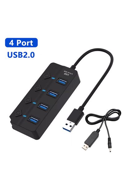 Choice 4 Port 7/4 Port USB HUB Splitter With Individual Switch USB2.0 Adapter Hub Multi-Port Socket Powered