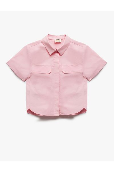 Koton Cotton Short Sleeve Oversize Shirt with Pocket Detail