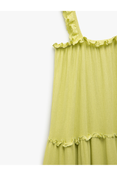 Koton Φόρεμα με τετράγωνο γιακά Midi Viscose Strap