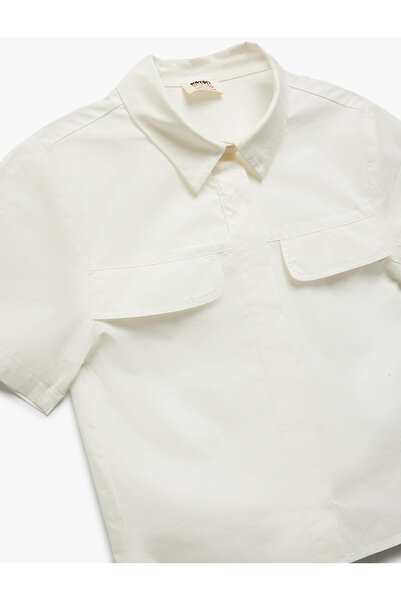 Koton Pamuklu Kısa Kollu Cep Detaylı Oversize Gömlek