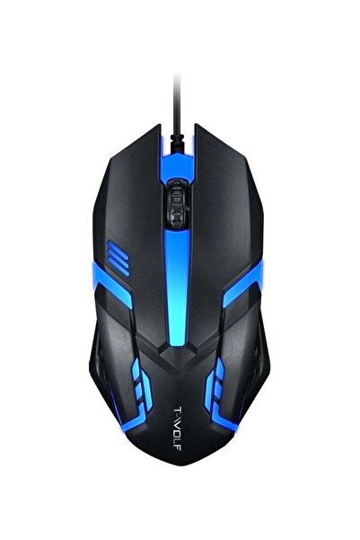 T-WOLF ماوس ألعاب سلكي أسود V1