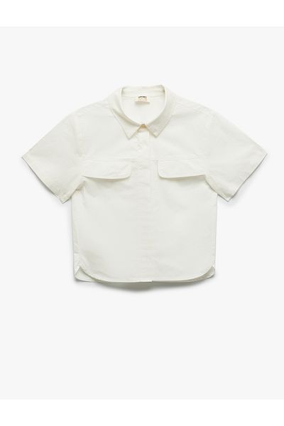 Koton Cotton Short Sleeve Oversize Shirt with Pocket Detail