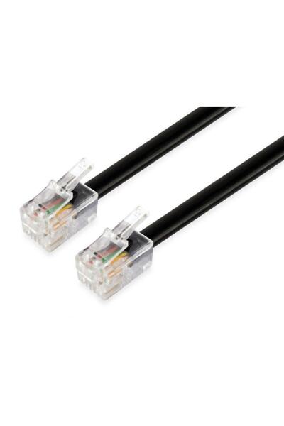 Mykablo Yassı Telefon Kablosu - Rj11 - 2 Pin - 3 Metre - Siyah