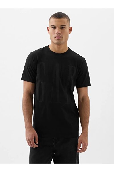 GAP V-Everyday Soft Corp Логотип Т-shirt з коротким рукавом Чоловічий T-shirt ЧОРНИЙ