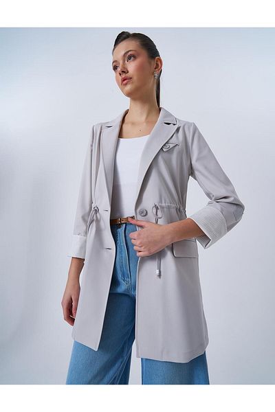 Kayra Γκρι μπουφάν με αίσθηση μέσης - Basic Styl