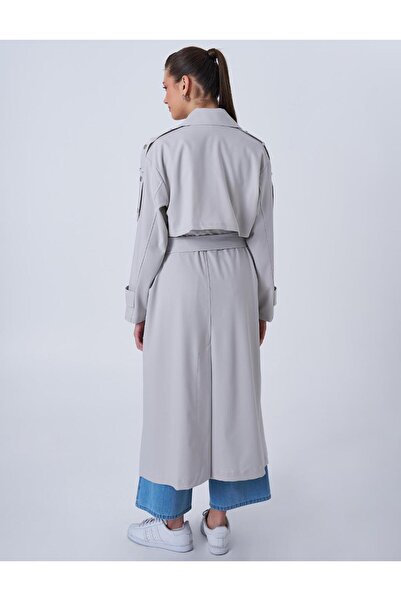 Kayra Erkek Yaka Kuşaklı Trençkot Gri
