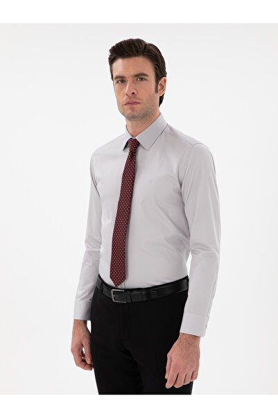 Cacharel Açık Gri Slim Fit Klasik Yaka Basic Gömlek 50304037-VR001