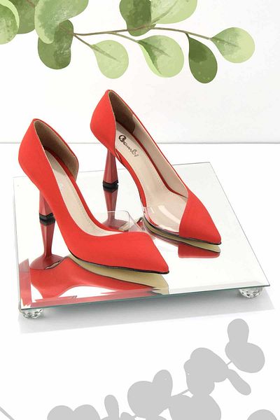 Bambi Матово червени дамски класически обувки на висок ток K01992000938