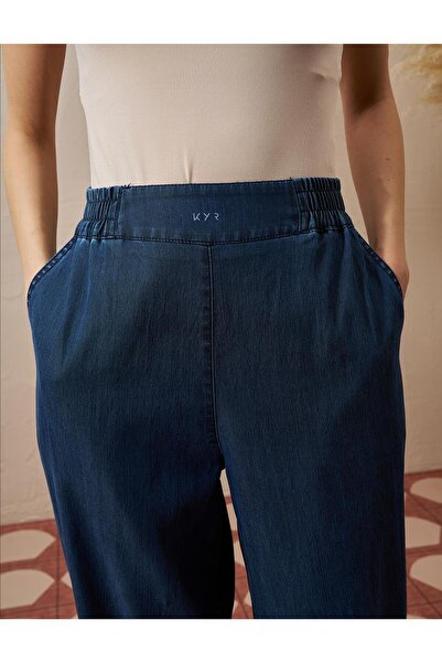 Kayra Beli Lastikli Havuç Kesim Lyocell Pantolon Lacivert