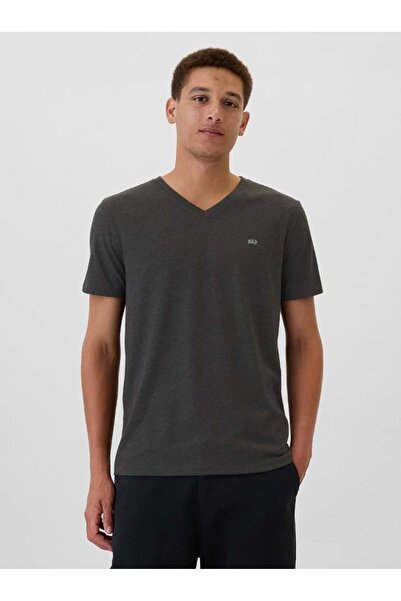 GAP V-Frch Everyday Soft Micro Logo Vee 502020000 Короткий рукав футболка чоловіча T-Shirt СІРИЙ
