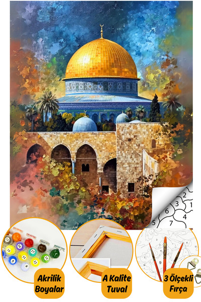 Talehobby Sayılarla Boyama Numaralı Tuval Seti Fırça Boya Dahil 40x50cm Kudüs