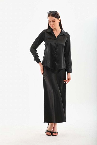Marvella By Rasha silky shirt and skirt suit