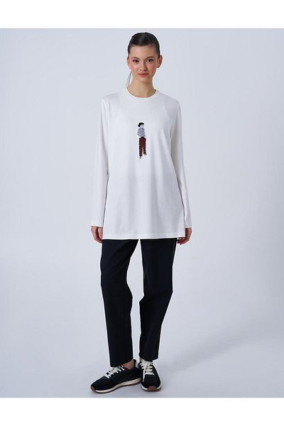 Kayra Optical White Embroidered Cotton Tunic