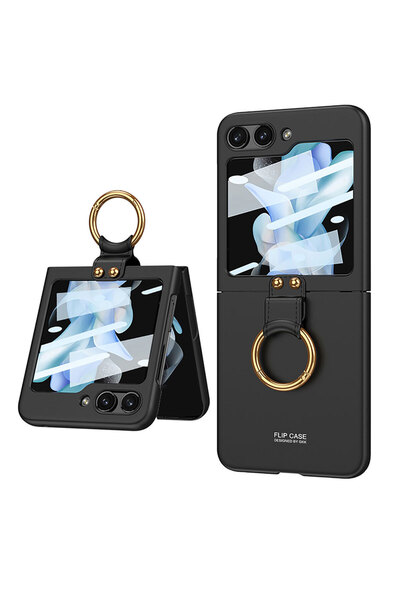 Nezih Case Samsung Galaxy Z Flip 5 Uyumlu Kıpta Yüzüklü Flip Sert Kapak Kılıf