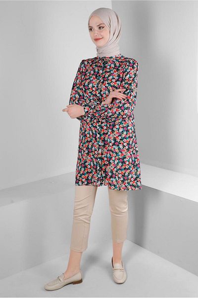 Alvina FLOWER PATTERNED SHIRT TUNIC 43672